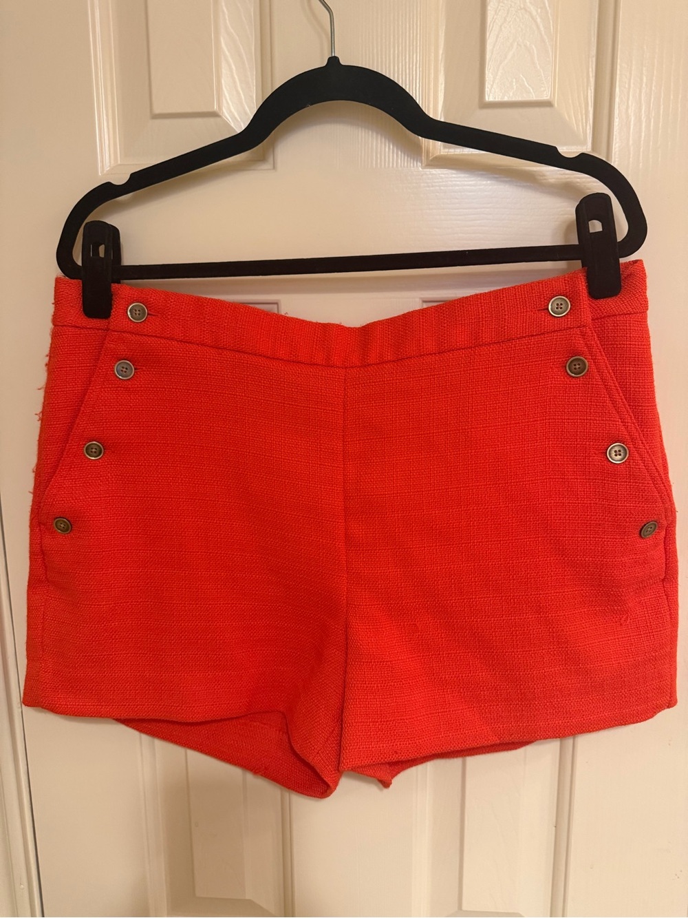 Banana Republic Bright Orange Button-Accent Jean Shorts
